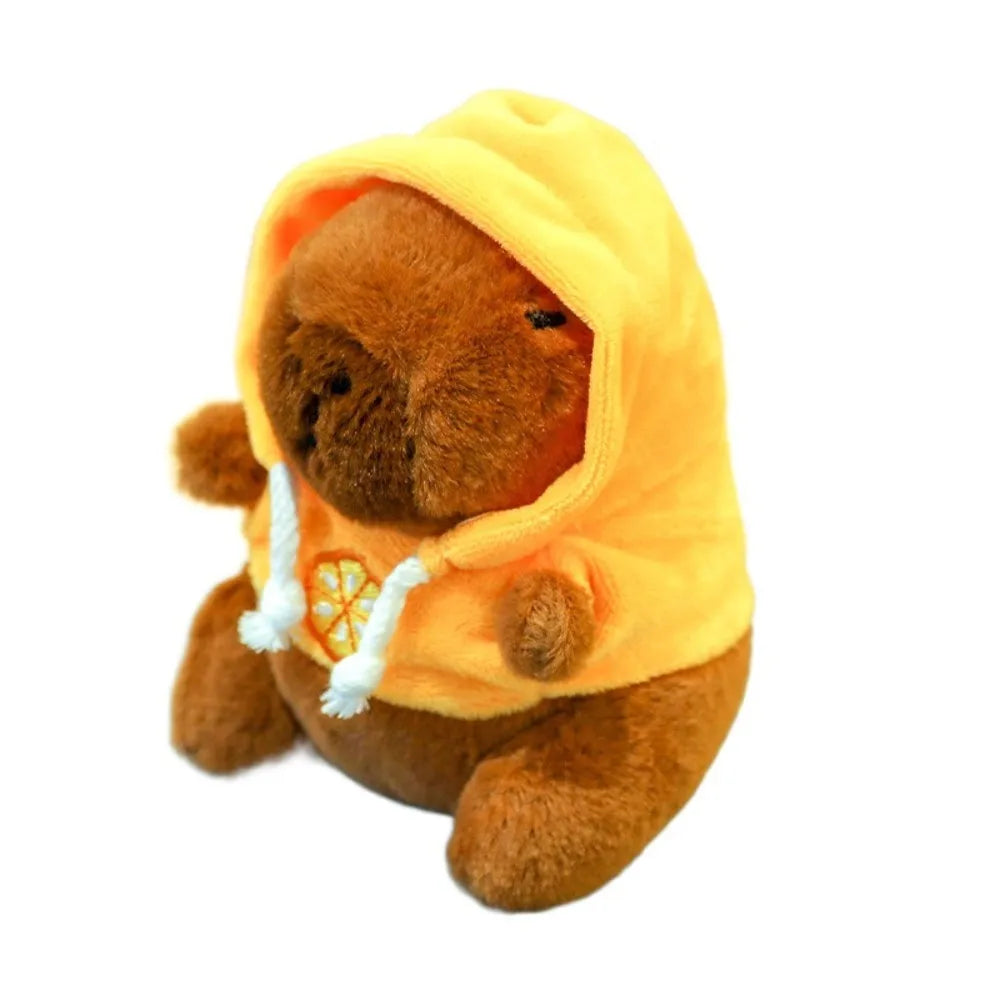 Cute Capybara Plush Keychain with Strawberry & Orange - Mini Stuffed Animal Toy