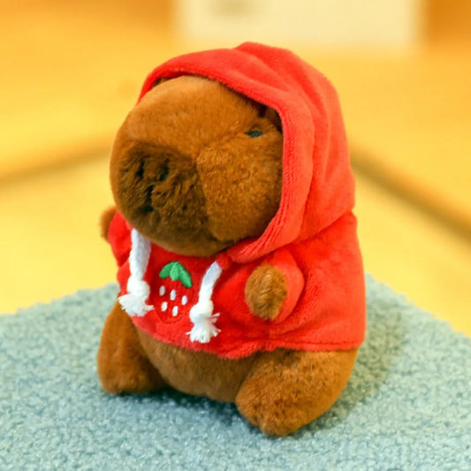 Capybara Plush Red Strawberry Hoodie Edition